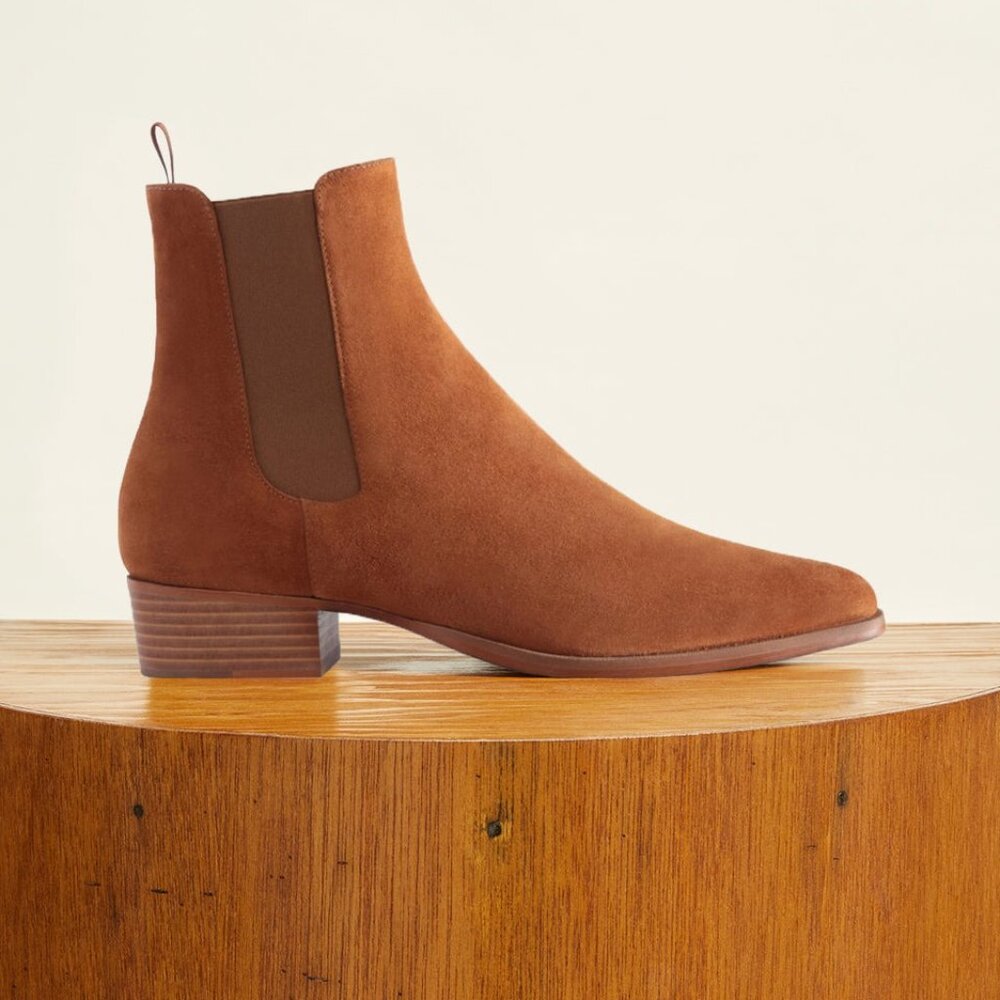 Jack Erwin Women's Robie Chelsea Boots in Tan Suede - US 9